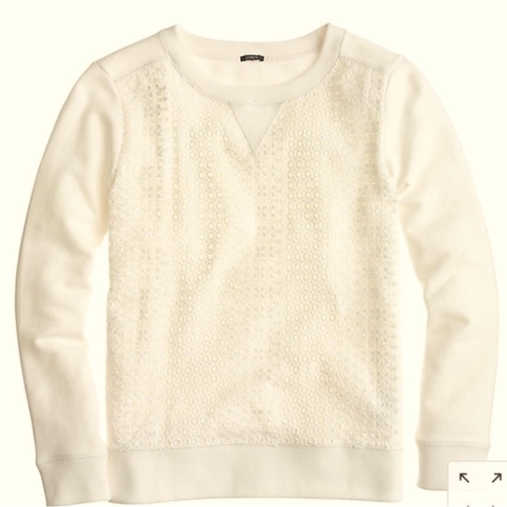 J. Crew Ivory Eyelet Sweatshirt XS